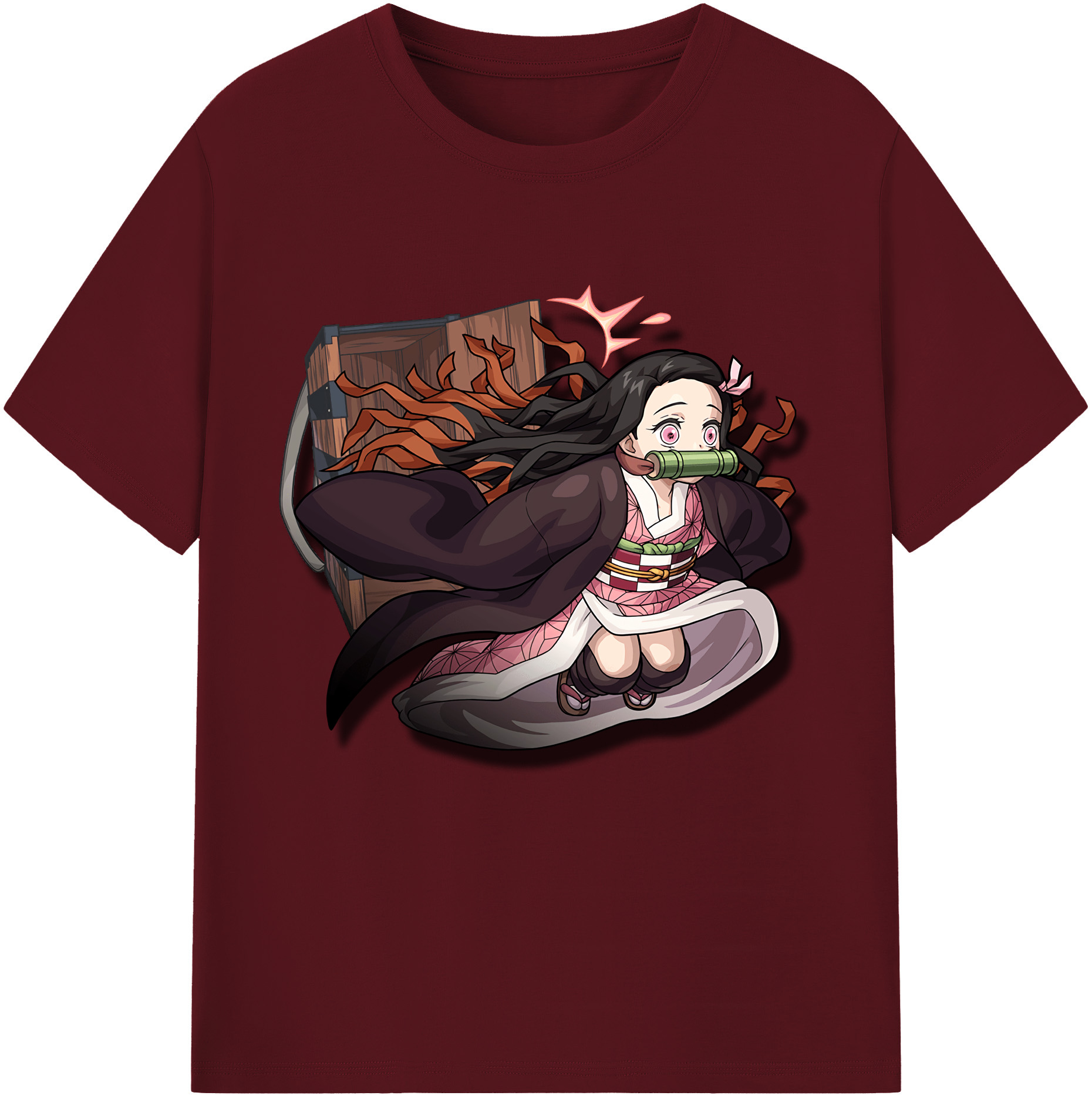 （画像用） 鬼滅の刃（きめつのやいば）竈門 禰󠄀豆子／かまど ねずこ Kamado Nezuko 綿100％半袖Tシャツ（フロントプリント）